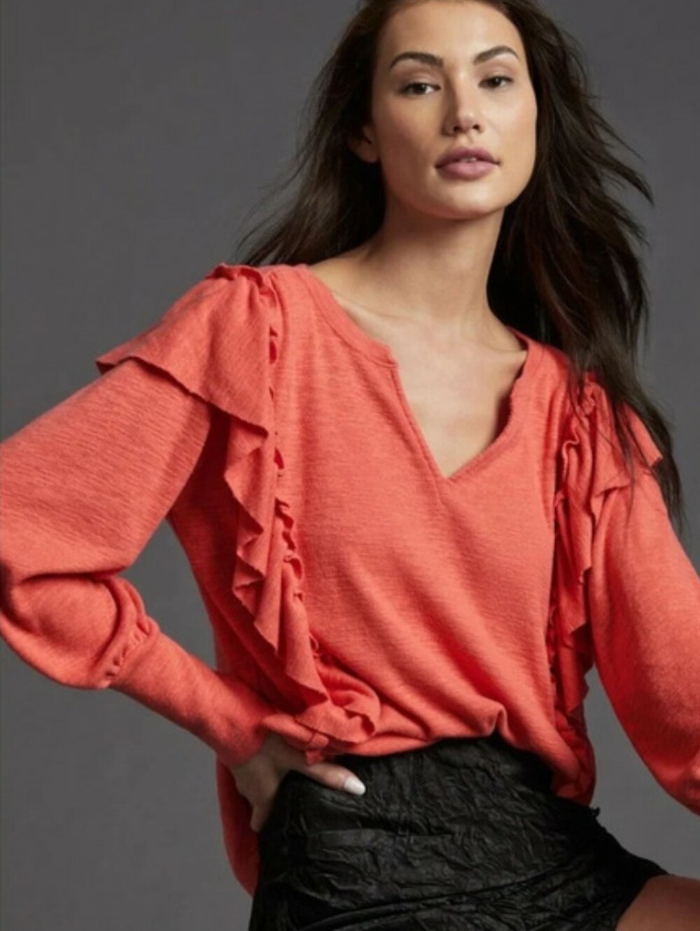 Anthropologie Pilcro Cozy Popover Ruffle Sweater